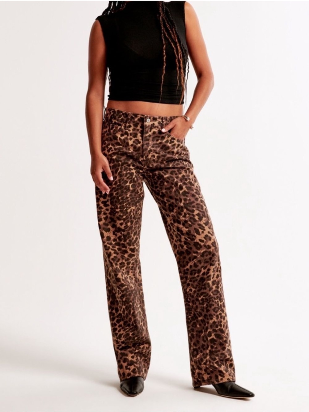 Abercrombie & Fitch Leopard Low Rise Baggy Jeans